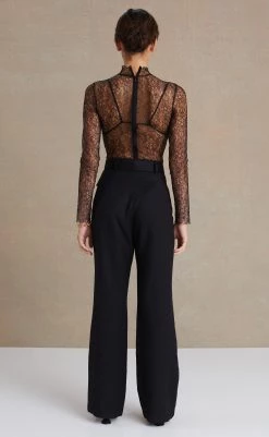 Bec&Bridge LACE RACER BODYSUIT - BLACK