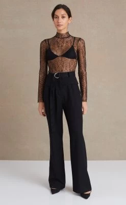 Bec&Bridge LACE RACER BODYSUIT - BLACK