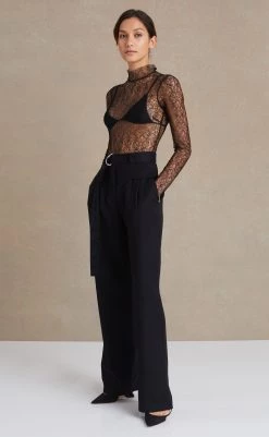 Bec&Bridge LACE RACER BODYSUIT - BLACK