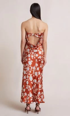 Bec&Bridge BLOSSOM STRAPLESS MAXI DRESS - RUST PRINT