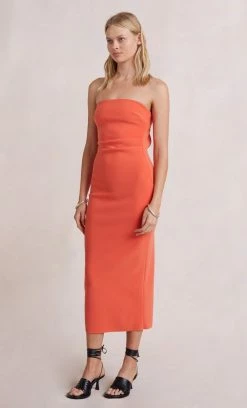 Bec&Bridge CECILY MIDI DRESS - BLOOD ORANGE