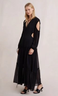 Bec&Bridge Dresses CHARLOTTE LONG SLEEVE MAXI DRESS - BLACK