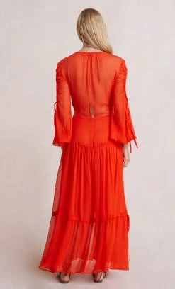 Bec&Bridge CHARLOTTE LONG SLEEVE MAXI DRESS - FLAME