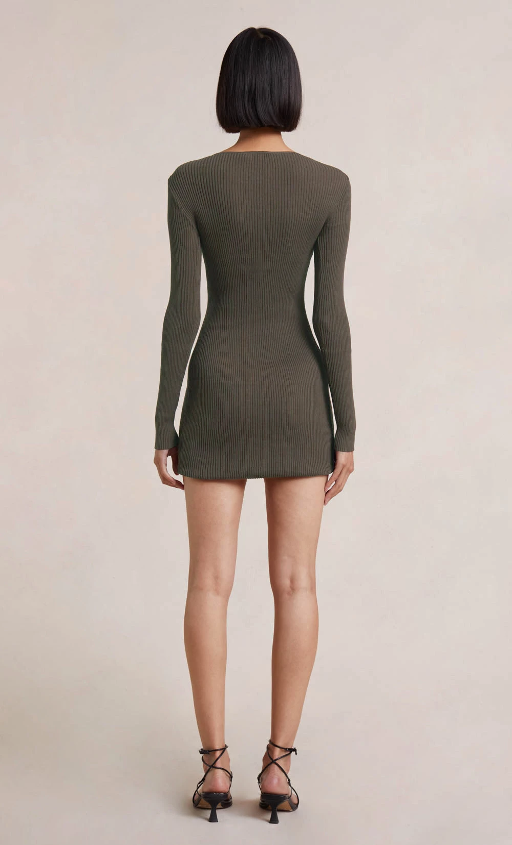 Bec&Bridge NEW SAPPHIRA KNIT LONG SLEEVE MINI DRESS - KHAKI 4 Bec&Bridge NEW SAPPHIRA KNIT LONG SLEEVE MINI DRESS - KHAKI