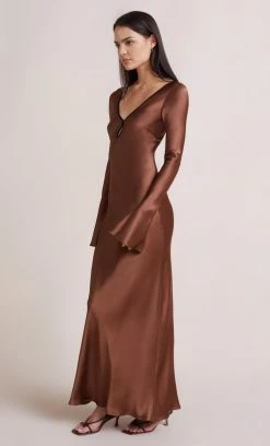 Bec&Bridge ANNIKA LONG SLEEVE MAXI DRESS - CHOCOLATE