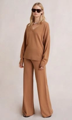 Bec&Bridge LADINA KNIT LONG SLEEVE TOP - CAMEL