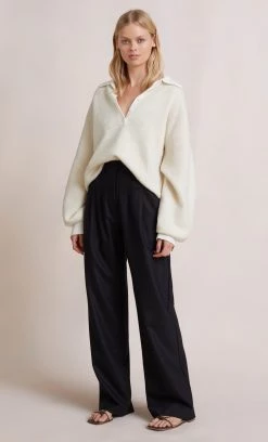 Bec&Bridge MARLENE KNIT POLO - IVORY NEW