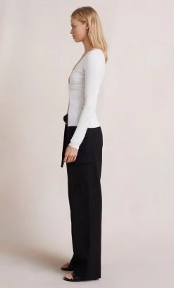 Bec&Bridge ANA KNIT LONG SLEEVE TWIST TOP - IVORY