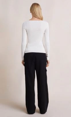Bec&Bridge ANA KNIT LONG SLEEVE TWIST TOP - IVORY