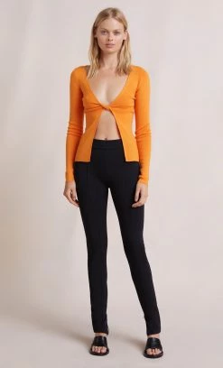 Bec&Bridge ANA KNIT LONG SLEEVE TWIST TOP - ORANGE