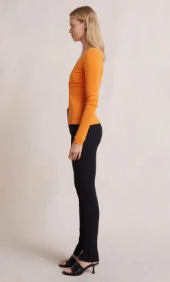 Bec&Bridge ANA KNIT LONG SLEEVE TWIST TOP - ORANGE