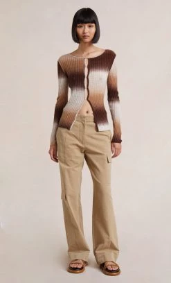 Bec&Bridge Tops ALANA LONG SLEEVE KNIT CARDIGAN - CHOC GRADIENT