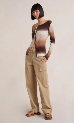 Bec&Bridge Tops ALANA LONG SLEEVE KNIT CARDIGAN - CHOC GRADIENT