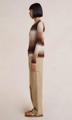 Bec&Bridge Tops ALANA LONG SLEEVE KNIT CARDIGAN - CHOC GRADIENT