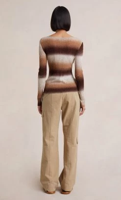 Bec&Bridge Tops ALANA LONG SLEEVE KNIT CARDIGAN - CHOC GRADIENT