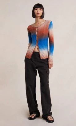 Bec&Bridge ALANA LONG SLEEVE KNIT CARDIGAN - ORANGE GRADIENT