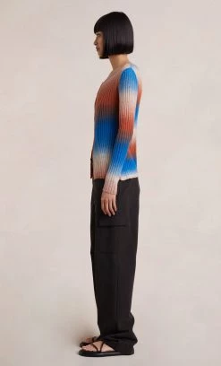 Bec&Bridge ALANA LONG SLEEVE KNIT CARDIGAN - ORANGE GRADIENT