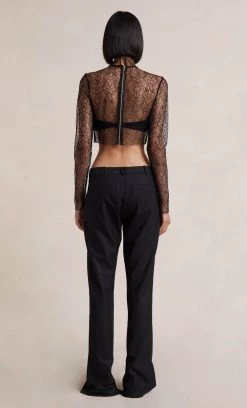 Bec&Bridge LACE RACER LONG SLEEVE TOP - BLACK