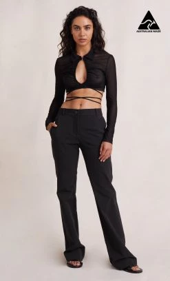 Bec&Bridge BLOSSOM LONG SLEEVE TOP - BLACK NEW