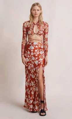 Bec&Bridge BLOSSOM MAXI SKIRT - RUST PRINT