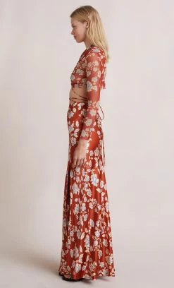Bec&Bridge BLOSSOM MAXI SKIRT - RUST PRINT