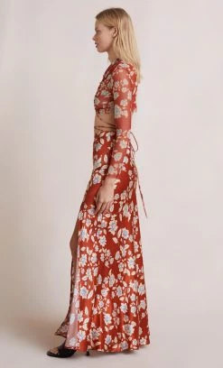 Bec&Bridge NEW BLOSSOM LONG SLEEVE TOP - RUST PRINT