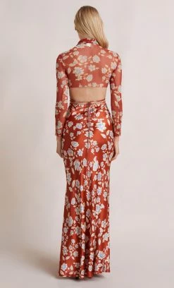 Bec&Bridge BLOSSOM MAXI SKIRT - RUST PRINT
