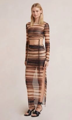 Bec&Bridge NEW WATERCOLOUR LONG SLEEVE CROP TOP - PRINT