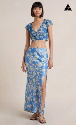 Bec&Bridge BLOSSOM SHORT SLEEVE TOP - BLUE PRINT