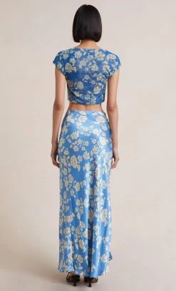 Bec&Bridge BLOSSOM SHORT SLEEVE TOP - BLUE PRINT