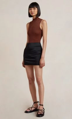 Bec&Bridge NEW SUZA LUREX KNIT TOP - CHOC