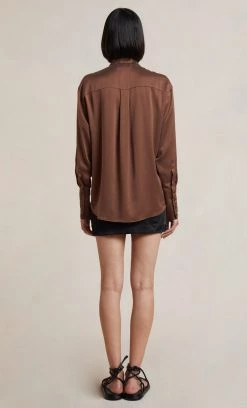 Bec&Bridge SANSA SILK SHIRT - CHOCOLATE