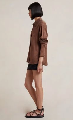 Bec&Bridge SANSA SILK SHIRT - CHOCOLATE