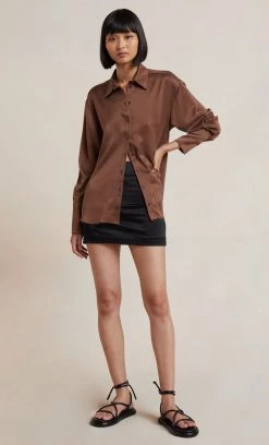 Bec&Bridge SANSA SILK SHIRT - CHOCOLATE