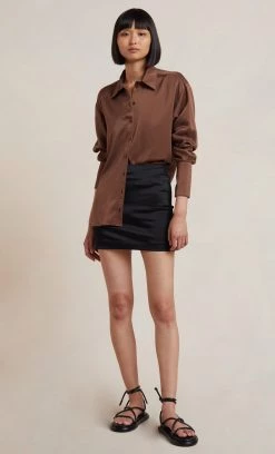 Bec&Bridge SANSA SILK SHIRT - CHOCOLATE