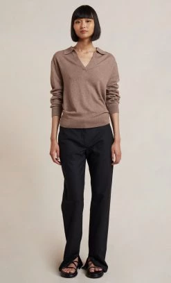 Bec&Bridge MICHELLE KNIT POLO TOP - SILT NEW