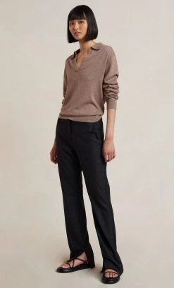 Bec&Bridge MICHELLE KNIT POLO TOP - SILT NEW