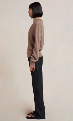 Bec&Bridge MICHELLE KNIT POLO TOP - SILT NEW