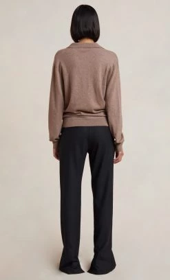 Bec&Bridge MICHELLE KNIT POLO TOP - SILT NEW