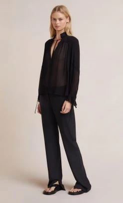 Bec&Bridge CHARLOTTE LONG SLEEVE BLOUSE - BLACK Tops