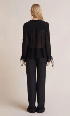 Bec&Bridge CHARLOTTE LONG SLEEVE BLOUSE - BLACK Tops