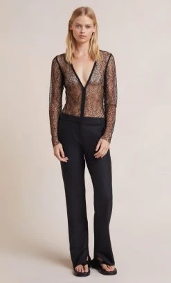 Bec&Bridge LACE RACER V BODYSUIT - BLACK