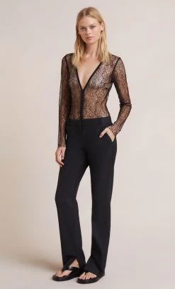 Bec&Bridge LACE RACER V BODYSUIT - BLACK