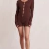 Bec&Bridge NEW ALANA KNIT ROMPER - CHOCOLATE