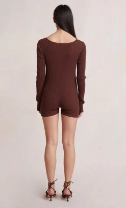 Bec&Bridge NEW ALANA KNIT ROMPER - CHOCOLATE