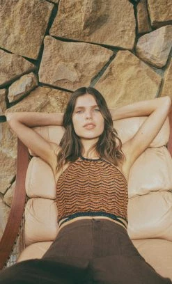 Bec&Bridge Tops ZIGGY KNIT HALTER TOP - LUREX STRIPE